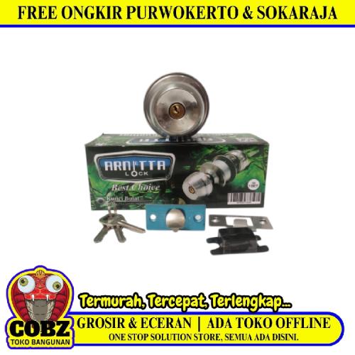 D 5 CM / ARNIETA 5831 Kunci Handle Pintu Bulat Kamar Mandi Stainless Putih Set