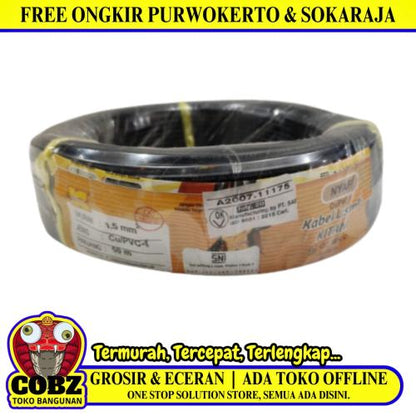 1 INTI x 1.5 MM x 50 M / KITANI NYA F Serabut Kabel Tembaga SNI Hitam Roll