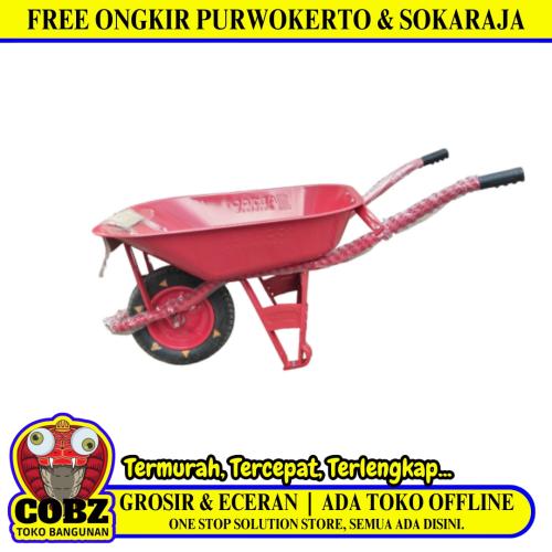ARTCO Gerobak Sorong Pasir Proyek Cor Semen 1 Roda Ban Hidup Merah