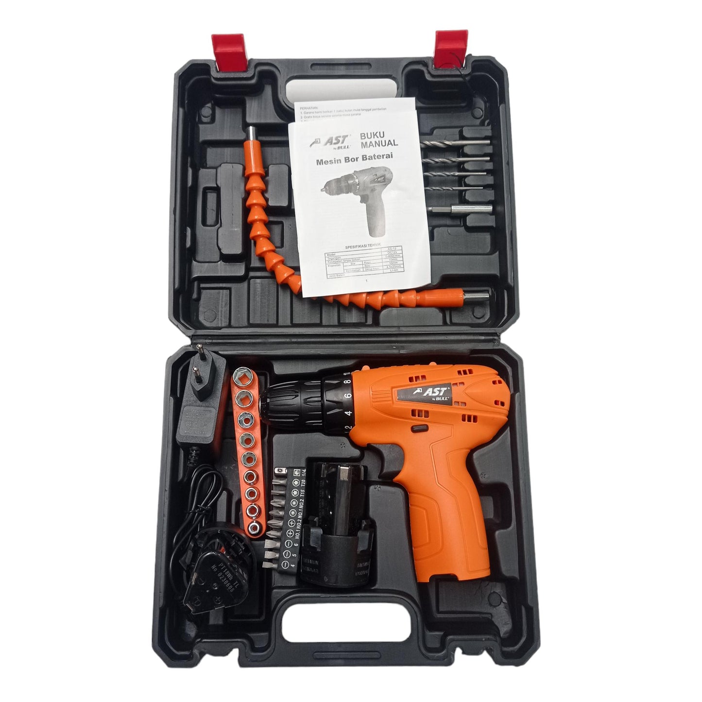 AST AS12 Mesin Bor Tangan Impact Bolak Balik Charge Set