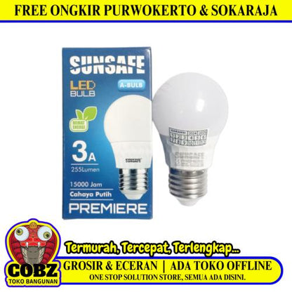 3 WATT / SUNSAFE Premier LED Lampu Bohlam Bulb Putih