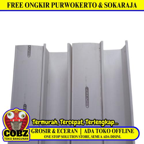 12 CM X 11 CM X 4 M / CHAMPION Talang Kotak Pipa Air Hujan Putih Batang