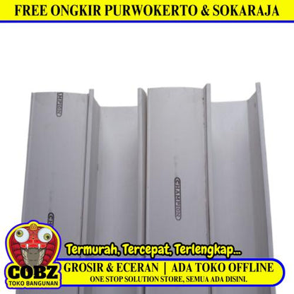 12 CM X 11 CM X 4 M / CHAMPION Talang Kotak Pipa Air Hujan Putih Batang