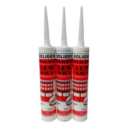 310 ML / SOLIGEN Lem Silicone Sealant Kaca Akrilik Acid Asam Botol - (Black)