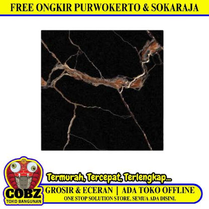 60 CM x 60 CM / ARNA ZAMETA BLACK Granit Lantai Rumah Glossy Dus