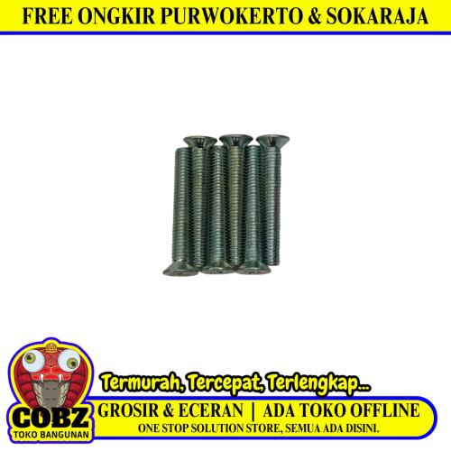 M 3 x 20 MM / TM Baut JF Kepala Rata Plus Putih Biji