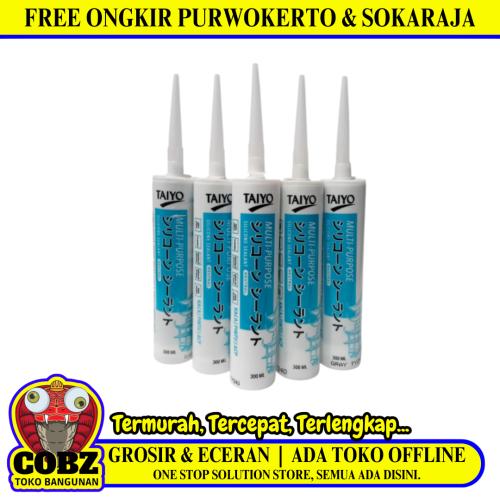 300 ML / TAIYO Lem Silicone Sealant Kaca Akrilik Neutral Botol - (Grey)