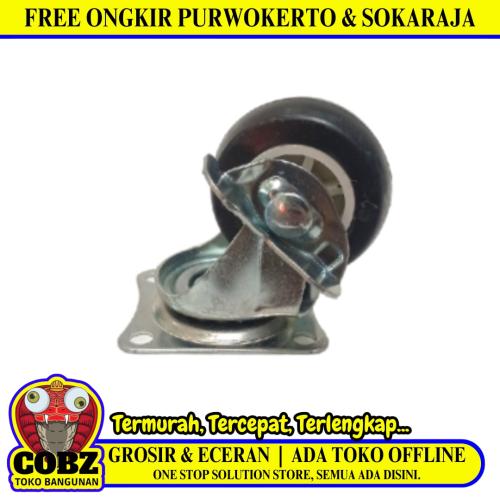 1 1/2 IN / TM Roda Hidup Trolly Rem Plat Nylon Hitam Rem