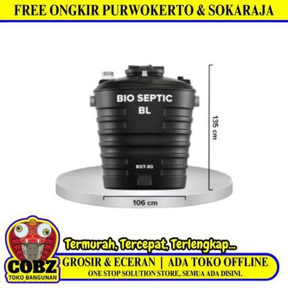 800 L / M POIN + BIO PLUS BST-80 Septic Tank Sepiteng Tangki PVC Black Granite Set