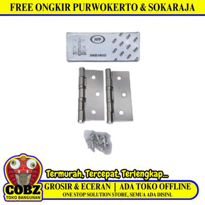 3 IN / HPP 02 Engsel Kupu Kupu Pintu Jendela Hinge Stainless Set
