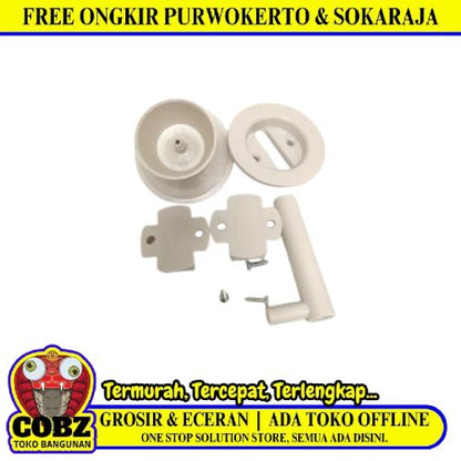 D 5 CM / GNP Kunci Handle Pintu Bulat Kamar Mandi PVC Putih Set