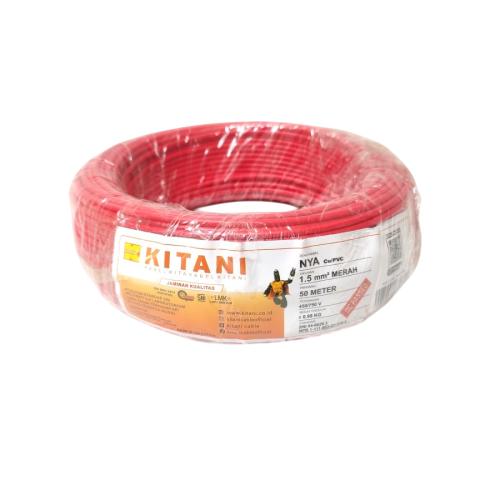 1 INTI x 1.5 MM x 50 M / KITANI NYA Tunggal Kabel Tembaga SNI Merah Roll