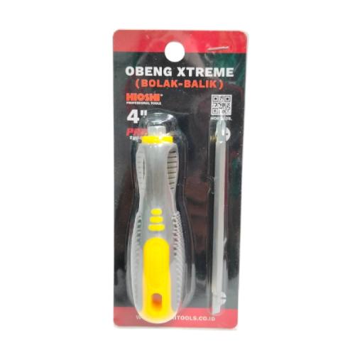 4 IN / HIOSHI Obeng Screwdriver Two Way Bolak Balik Plus Minus 2 In 1 Gagang Karet