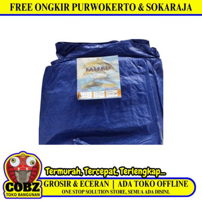 6 M x 8 M / TM A3 Terpal Tarpaulin Tutup Plastik PVC Biru Silver