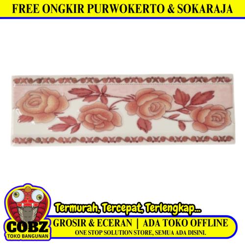 8 CM X 25 CM / NM 1453 List Keramik Dinding Kamar Mandi Pink Lembar