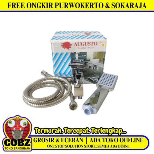 1/2 IN / AUGUSTO Kran Shower Panas Dingin Stainless + Selang + Shower Set