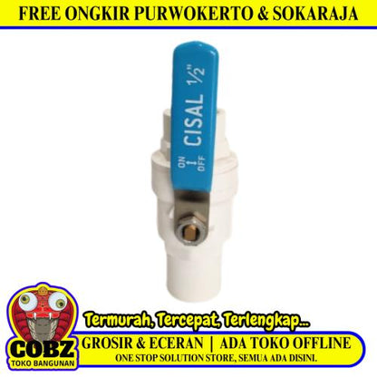 1/2 IN / CISAL Stop Kran Polos Ball Valve Engkol Plastik PVC