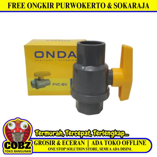 1 IN / ONDA - BV Stop Kran Polos Ball Valve Engkol Plastik PVC