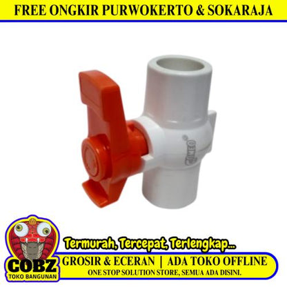 3/4 IN / GOMEO Stop Kran Polos Ball Valve Engkol Plastik PVC
