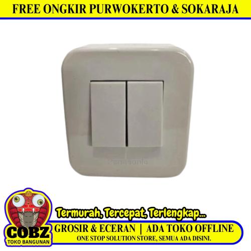 PANASONIC ALPHA CUBE Saklar Ganda Double Seri 2 Gang Tempel OB Outbow Putih
