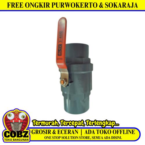 3 IN / BLITZ Stop Kran Polos Ball Valve Engkol Plastik PVC