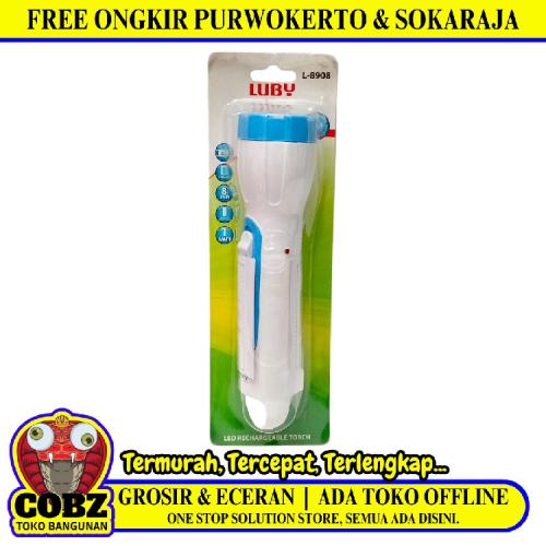 1 WATT + 4 WATT SMD / LUBY L-8908 Senter LED Charge Fitting Colok + Lampu Meja