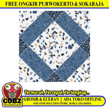 25 CM x 25 CM / ASIA ROCKFORD Keramik Lantai Kamar Mandi Matte Blue Dus