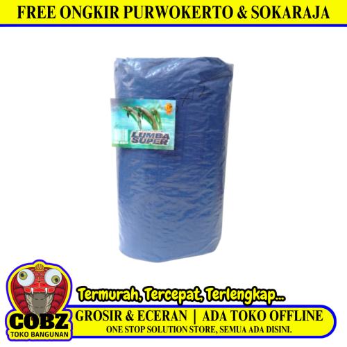 8 M x 12 M / TM A5 Terpal Tarpaulin Tutup Plastik PVC Biru Silver