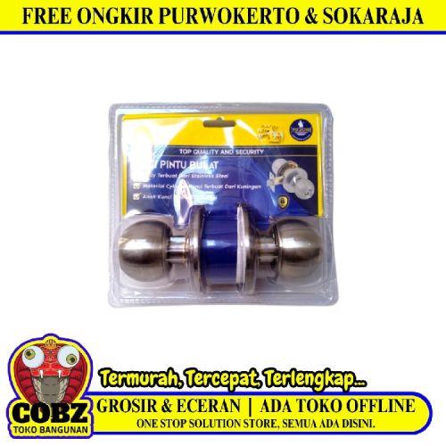 YOZURI Kunci Handle Pintu Bulat Kamar Mandi Stainless Chrome Set