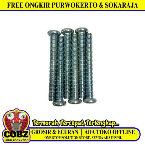 M 5 x 40 MM / TM Baut JP Kepala Pentol Bulat Plus Putih Biji