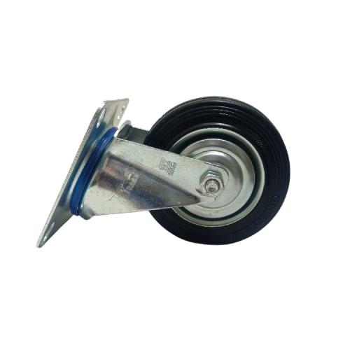 4 IN / TRIPLE-S TIPE Roda Hidup Trolly Gepeng Plat 101 MM Karet Hitam