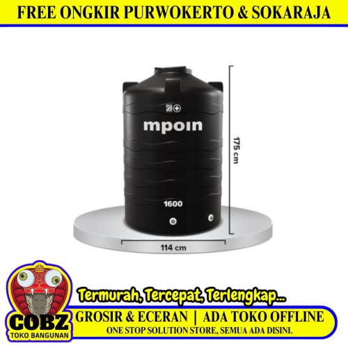 1500 L / MPOIN + WAVE P1600 Water Torrent Tangki Tandon Air PVC Black + Acc Set