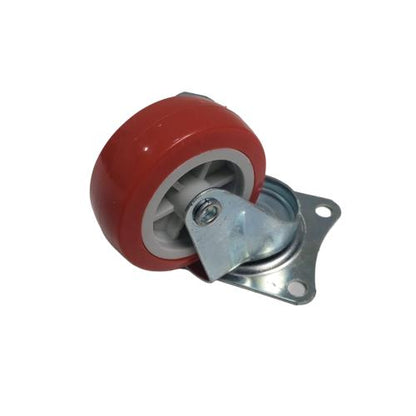 2 IN / TM Roda Hidup Trolly Rem Plat Nylon Merah Rem