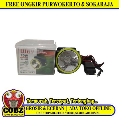 20 WATT / LUBY L-2880L Senter Kepala Lampu LED Headlamp Jauh Dekat Charge