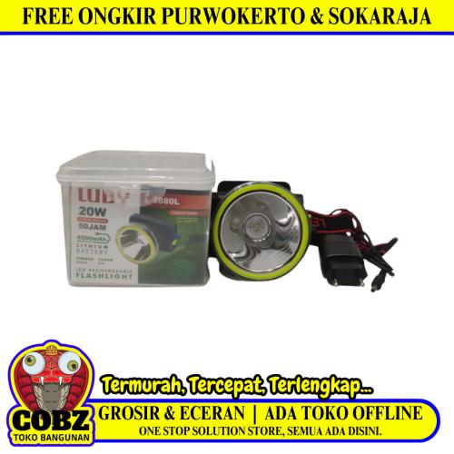 20 WATT / LUBY L-2880L Senter Kepala Lampu LED Headlamp Jauh Dekat Charge
