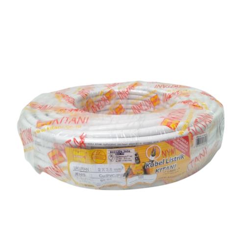 2 INTI x 2.5 MM x 50 M / KITANI NYM Tunggal Kabel Tembaga SNI Putih Roll