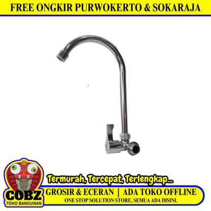 1/2 IN / GRAVINO 7225 Kran Angsa Sink Bak Cuci Piring Tembok Stainless