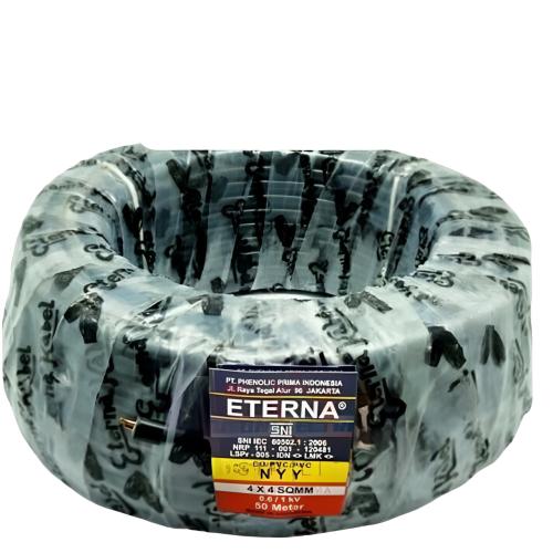 4 INTI x 4 MM x 50 M / ETERNA NYY Tunggal Kabel Tembaga SNI Hitam Roll