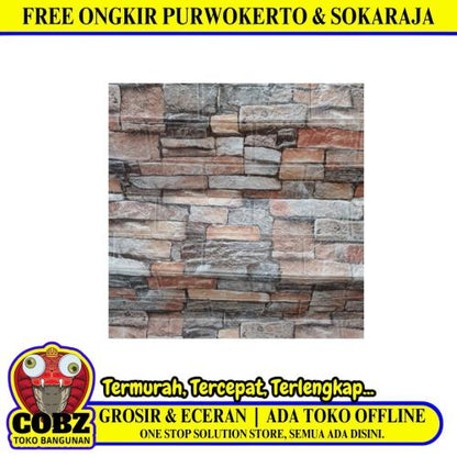 3 MM x 70 CM x 70 CM / COBZ F4 Wallpaper Foam Sticker Batu Darker Yellow Lembar