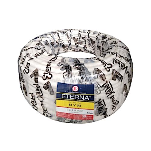 2 INTI x 2.5 MM x 50 M / ETERNA NYM Tunggal Kabel Tembaga SNI Putih Roll