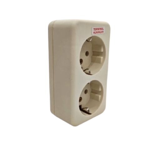 2 LUBANG / UTICON Stop Kontak Terminal Arde Tempel OB Outbow Cream