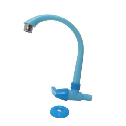 1/2 IN / CAB Kran Angsa Engkol Sink Bak Cuci Piring Tembok Plastik Biru PVC