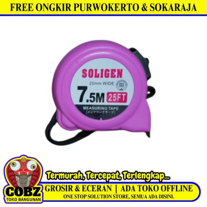 7.5 M / SOLIGEN Meteran Alat Ukur Tukang Bangunan Measuring Tape