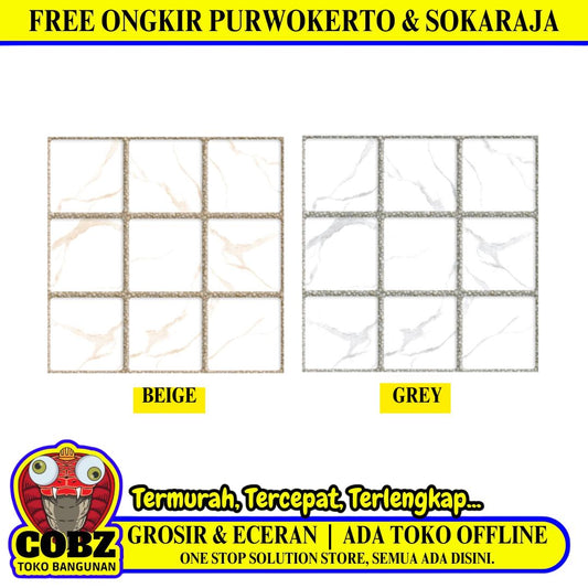 25 CM x 25 CM / UNO AKARI Keramik Lantai Kamar Mandi Matte Dus