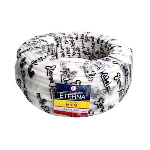 3 INTI x 1.5 MM x 50 M / ETERNA NYM Tunggal Kabel Tembaga SNI Putih Roll