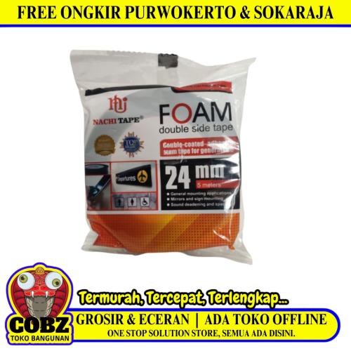 24 MM / NACHI Isolasi Bolak Balik Busa Double Foam Tape Hitam