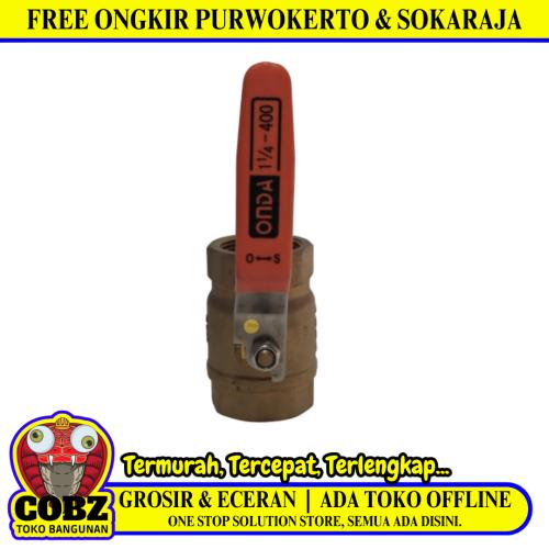 1 1/4 IN / ONDA Stop Kran Drat Dalam Ball Valve Engkol Kuningan