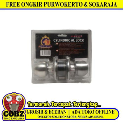 D 8 CM / FALCO Kunci Handle Pintu Bulat Kamar Mandi Stainless Silver