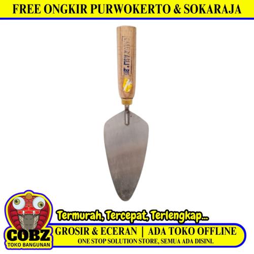 6 IN / GALUR ASLI Cetok Sendok Semen Acian Trowel Lancip Gagang Kayu