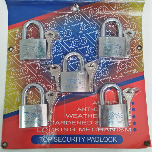 50 MM / VICO Gembok Master Leher Pendek Anti Maling 5 Pcs Set